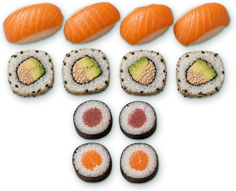 Menu Mini Paragon 5 : nigiris de saumon, california thon mayo et makis